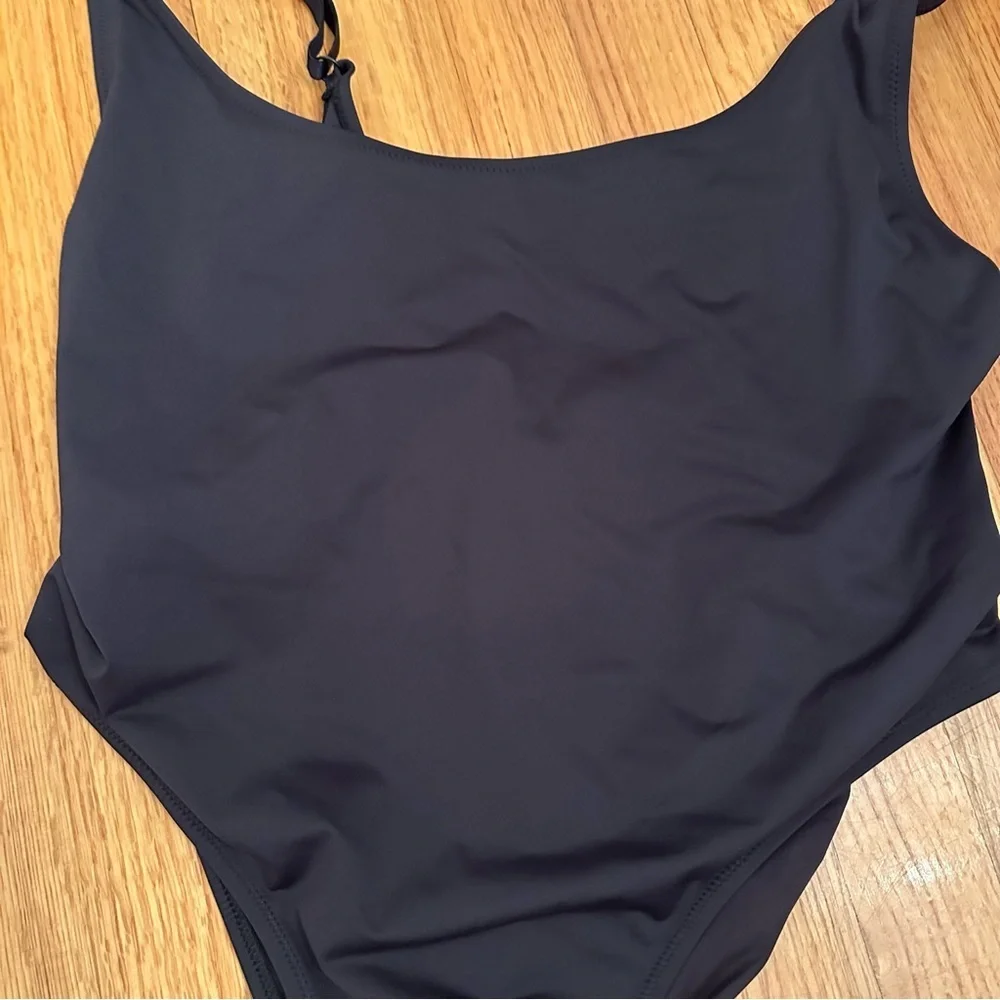 SKIMS Black Scoop Neck One-Piece Swimsuit